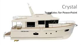  Presentation with motor - Audience pleasing PPT theme consisting of motor boat isolated backdrop and a white colored foreground