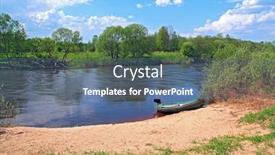  Presentation with boat river - Cool new PPT theme with motor-boat-on-river-coast backdrop and a ocean colored foreground