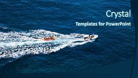  Presentation with motor - Colorful theme enhanced with motor boat pull fun tube on sea in gran canaria spain backdrop and a ocean colored foreground