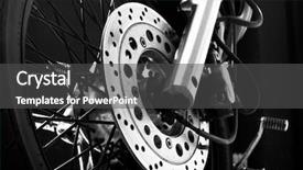  Presentation with wheel - Colorful presentation enhanced with motor cycle - closeup detail of a motorcycle backdrop and a dark gray colored foreground