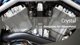  Presentation with motorcycle engine - PPT layouts featuring engine of the motorcycle background and a gray colored foreground