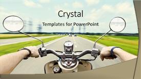  Presentation with motor - Beautiful slide set featuring motor delivery - man driving on scooter backdrop and a sky blue colored foreground