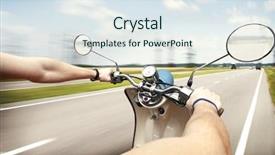  Presentation with driving road - Theme having motor delivery - man driving on scooter background and a sky blue colored foreground