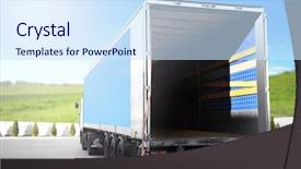  Presentation with motor - Amazing slide deck having motor delivery - open trailer of cargo truck backdrop and a sky blue colored foreground