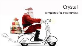  Presentation with white christmas - Amazing presentation theme having motor delivery - santa claus driving scooter backdrop and a  colored foreground