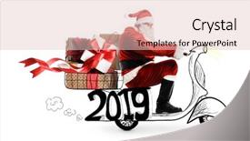  Presentation with new year 2019 - Slide set consisting of motor delivery - santa claus on scooter delivering background and a lemonade colored foreground