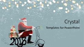  Presentation with motor - Presentation design with motor delivery - santa claus on scooter delivering background and a light blue colored foreground