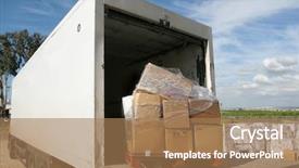  Presentation with loading - Beautiful presentation theme featuring motor delivery - truck at the loading site backdrop and a coral colored foreground