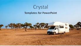  Presentation with motor - Presentation theme having motor-home-adventure-in-morocco background and a light blue colored foreground