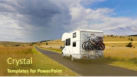  Presentation with road bike - PPT theme with motor-home-and-bike background and a gold colored foreground
