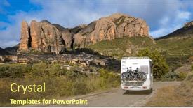  Presentation with motor - Presentation theme consisting of motor-home-in-countrysi background and a tawny brown colored foreground