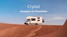  Presentation with motor - PPT theme having motor-home-in-countryside background and a teal colored foreground