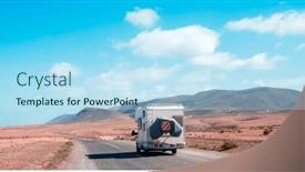  Presentation with motor - Slide deck with motor-home-on-the-road background and a light blue colored foreground