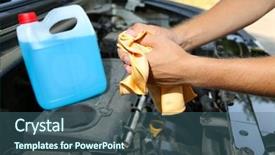  Presentation with car cleaning - Cool new theme with motor mechanic cleaning his greasy backdrop and a  colored foreground