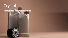  Presentation with motor engine - PPT theme with motor oil containers background and a coral colored foreground