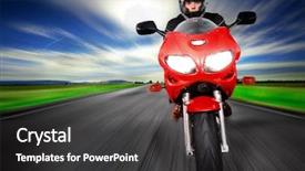  Presentation with motor - Beautiful presentation featuring motor racing - motorcycle moving very fast along backdrop and a dark gray colored foreground