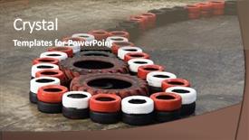  Presentation with safety - Slides with motor racing - safety barriers made of old background and a coral colored foreground
