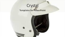  Presentation with motor - Colorful slide set enhanced with motor racing - vintage motorcycle helmet isolated backdrop and a sky blue colored foreground