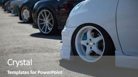  Presentation with autonomous cars - Presentation design consisting of motor road show - classical cars lined up background and a gray colored foreground