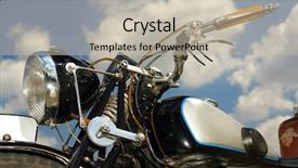  Presentation with motorbike - Theme consisting of motor show - closeup shot of retro motorbike background and a mint green colored foreground