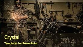  Presentation with lathe - Cool new PPT layouts with motor show - mechanic doing lathe works backdrop and a wine colored foreground