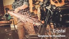  Presentation with lathe - Presentation theme consisting of motor show - mechanic doing lathe works background and a tawny brown colored foreground