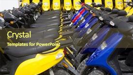  Presentation with motorbikes - Colorful theme enhanced with motor sport - bikes motorbikes motorcycles rows backdrop and a tawny brown colored foreground