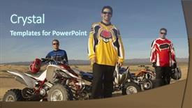  Presentation with motor - Slides with motor sport - men standing by quad bikes background and a ocean colored foreground