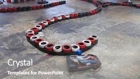  Presentation with race - Theme featuring motor sport - race between safety barriers background and a gray colored foreground