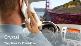  Presentation with golden car - Theme featuring motor unit - business trip technology and social background and a gray colored foreground