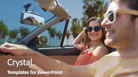  Presentation with road trip - Beautiful slides featuring motor unit - leisure road trip travel summer backdrop and a coral colored foreground