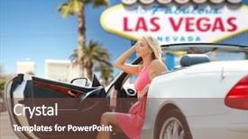  Presentation with las vegas sign - Slide deck enhanced with motor unit - travel road trip and people background and a tawny brown colored foreground