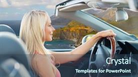  Presentation with road trip signs - Colorful slide deck enhanced with motor unit - travel road trip and people backdrop and a  colored foreground