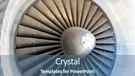 Presentation with motor engine - Presentation theme consisting of motor vehicle - jet engine blades closeup background and a ocean colored foreground