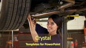  Presentation with female mechanic - Audience pleasing theme consisting of motor vehicle - portrait of female auto mechanic backdrop and a tawny brown colored foreground