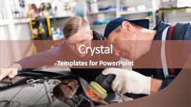  Presentation with motor sports - Audience pleasing presentation theme consisting of motor vehicle - sports car in a workshop backdrop and a coral colored foreground