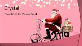  Presentation with new year 2019 - Cool new presentation theme with motorbike delivery - santa claus on scooter delivering backdrop and a  colored foreground