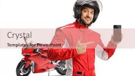  Presentation with motorbike - Slides enhanced with motorbike-racer-in-a-jumpsuit background and a lemonade colored foreground