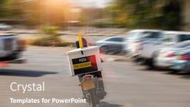  Presentation with motorbike - Amazing slide set having motorbike-rider-with-a-helmet backdrop and a gray colored foreground