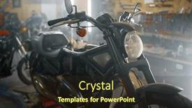  Presentation with motorbike - Presentation design enhanced with motorbike-standing-on-service background and a tawny brown colored foreground
