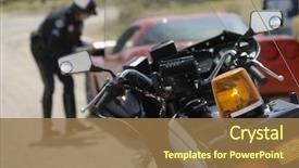  Presentation with motorbike - Slide deck consisting of motorbike with police officer talking background and a coral colored foreground