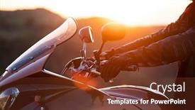  Presentation with outdoor activities - Slide set enhanced with motorbiker-holding-steering-bar-riding background and a tawny brown colored foreground