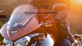  Presentation with outdoor activities - Cool new theme with motorbiker-holding-steering-bar-riding backdrop and a red colored foreground