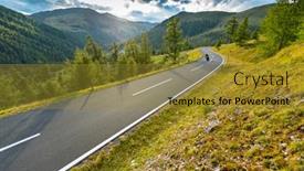  Presentation with outdoor activities - Amazing theme having motorbiker-riding-in-austrian-alps backdrop and a gold colored foreground