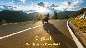  Presentation with outdoor activities - Beautiful theme featuring motorbiker-riding-in-austrian-alps backdrop and a tawny brown colored foreground