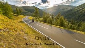 Presentation with outdoor activities - Cool new slides with motorbiker-riding-in-austrian-alps backdrop and a gold colored foreground