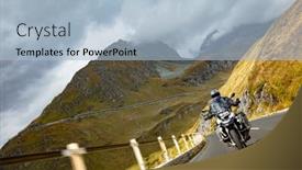  Presentation with outdoor activities - Presentation having motorbiker-riding-in-austrian-alps background and a light blue colored foreground