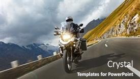  Presentation with outdoor activities - PPT theme with motorbiker-riding-in-austrian-alps background and a  colored foreground