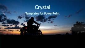  Presentation with bus transportation dark - PPT layouts featuring motorbiker silhouette riding high power background and a ocean colored foreground