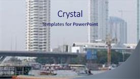  Presentation with bangkok - Presentation design consisting of motorboat on chao praya river in bangkok background and a lemonade colored foreground